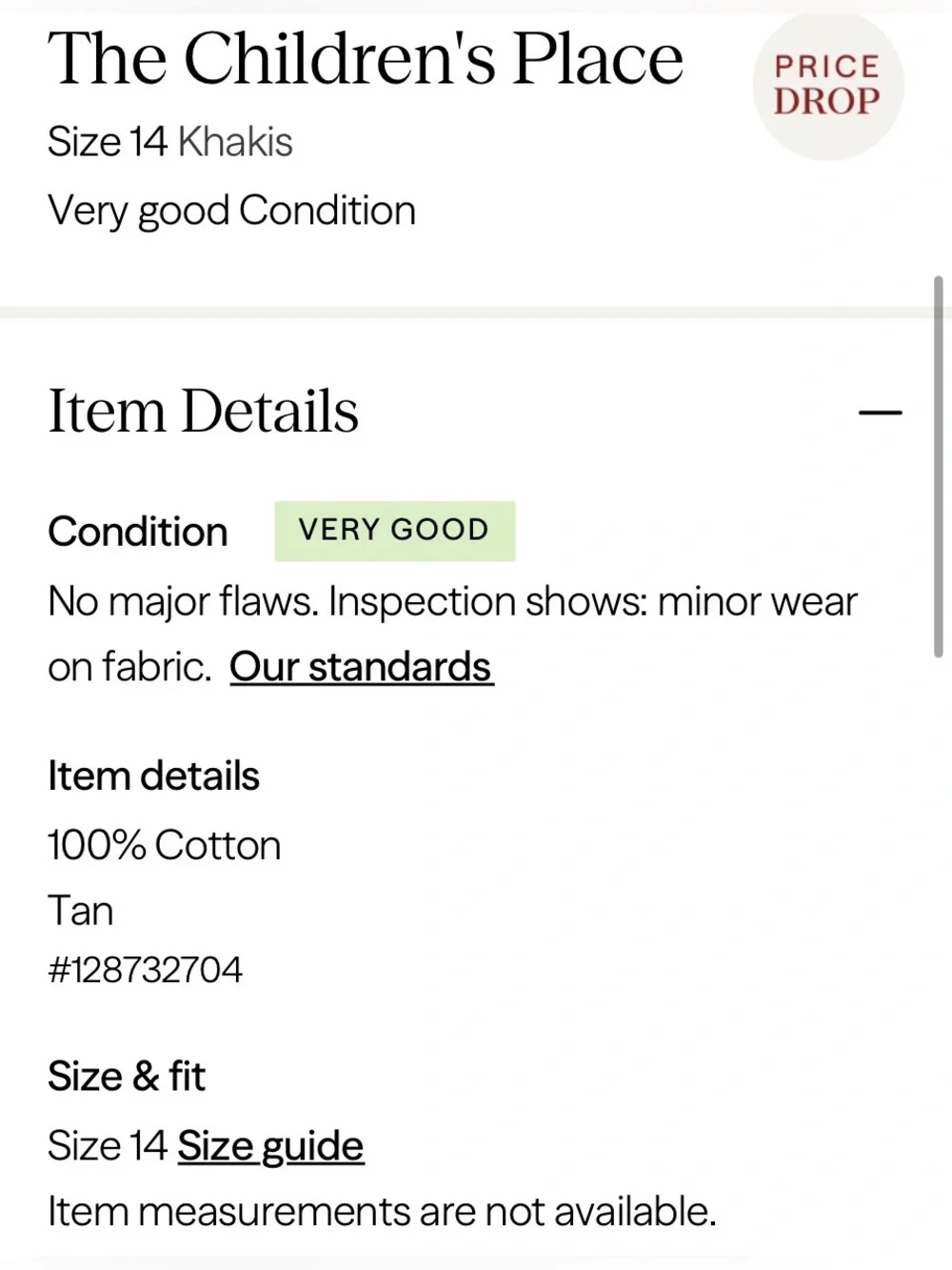 PLACE The Children's Place Tan Straight-Leg Chino Khakis